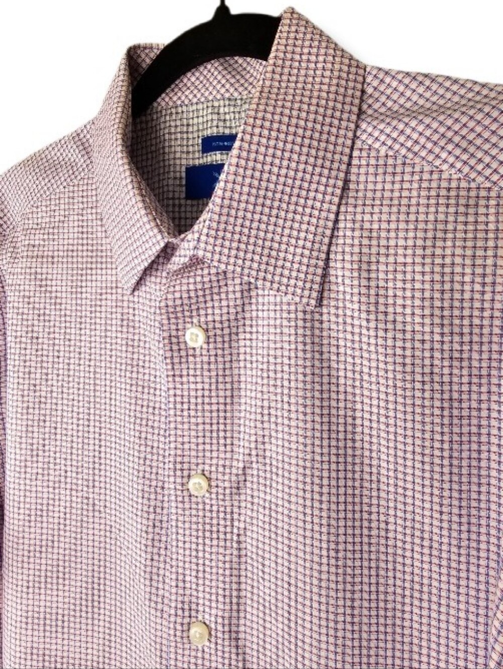 Egara Size M Collared Button Down Shirt Non Iron Cotton Blue Red Check Office